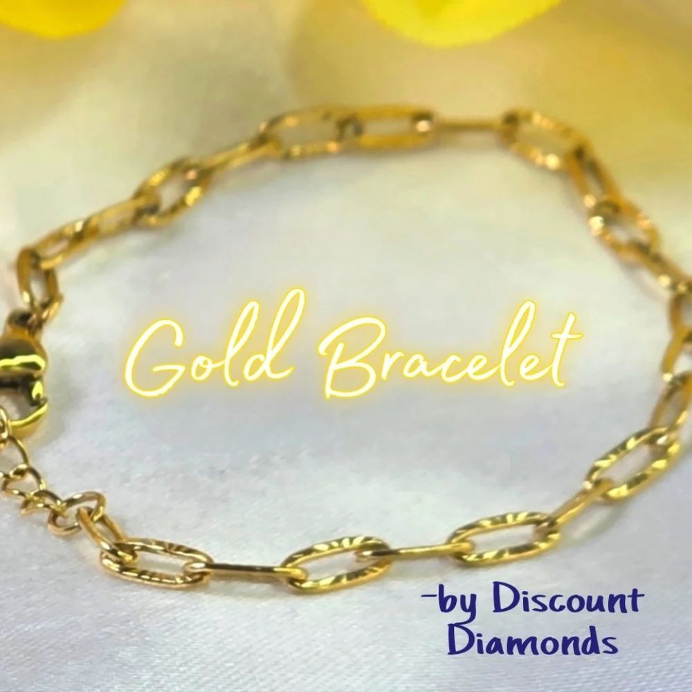 Bracelet 18K Gold Titanium Oval Embossed Textuted Link Bracelet